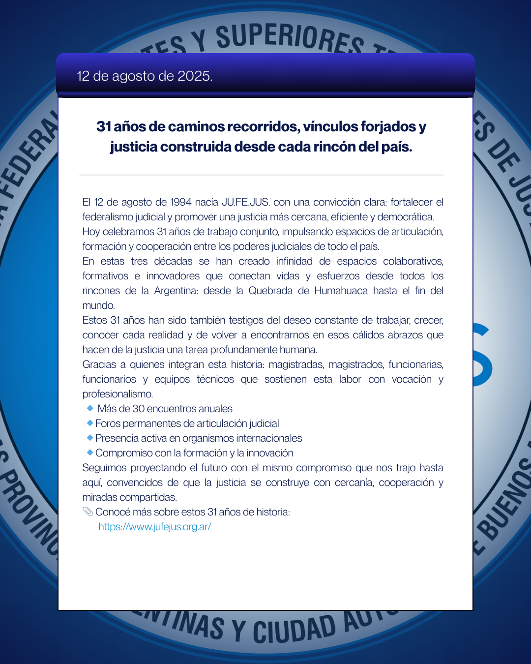 31 Aniversario de la JUFEJUS